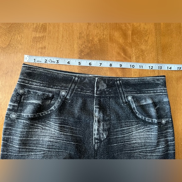 Vintage Winter Thermal Black Denim Leggings. Size L/XL. Used, good condition. - Picture 3 of 5